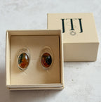 Moss Agate and Carnelian Studs