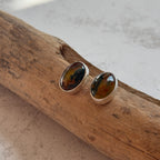 Moss Agate and Carnelian Studs.