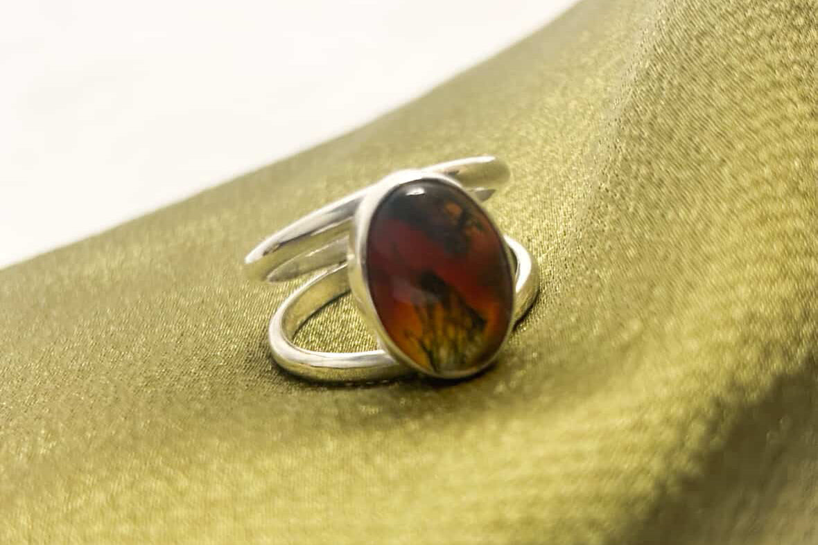 Moss Agate & Carnelian Ring
