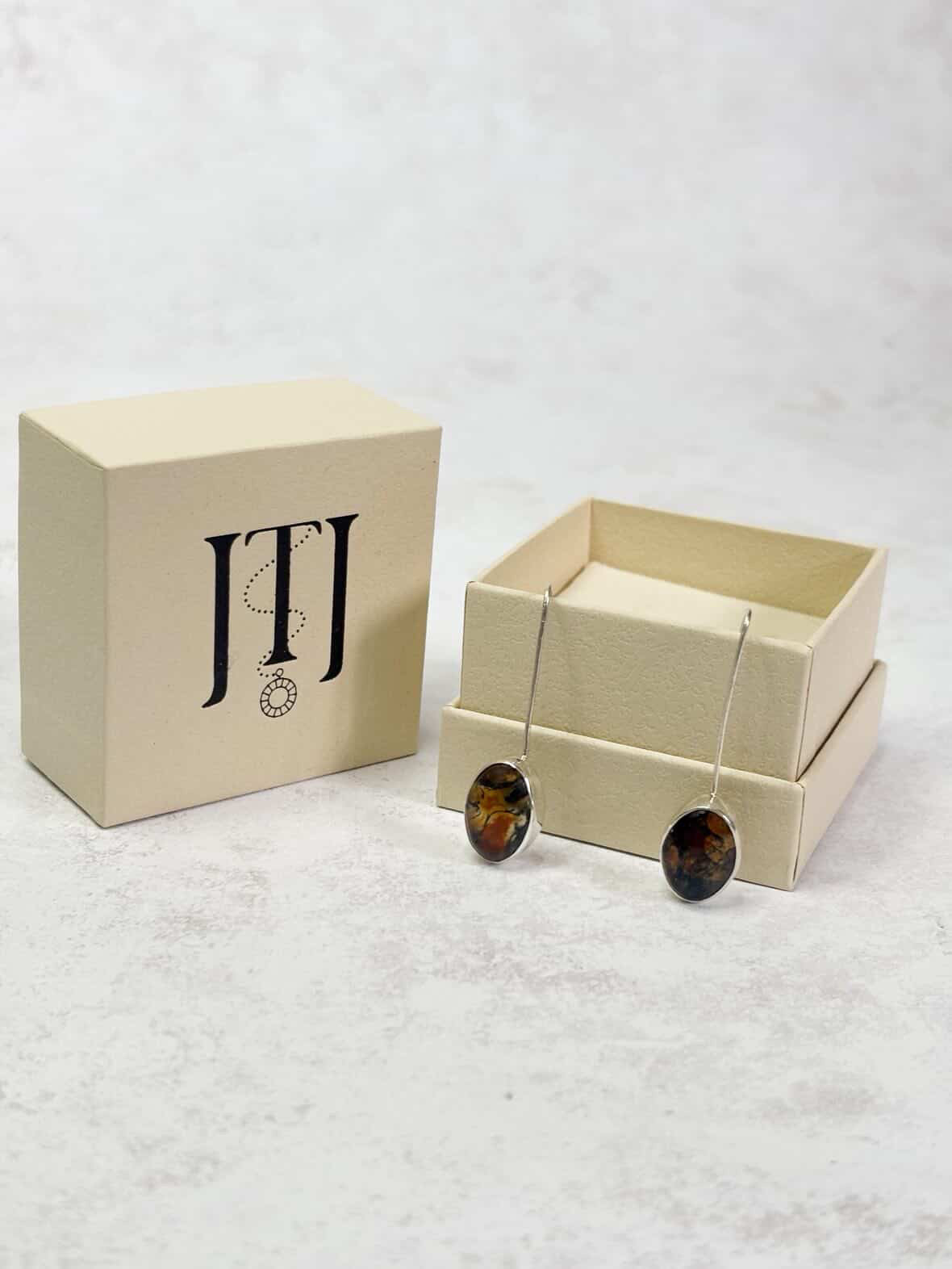 Moss Agate and Carnelian Drop Earrings