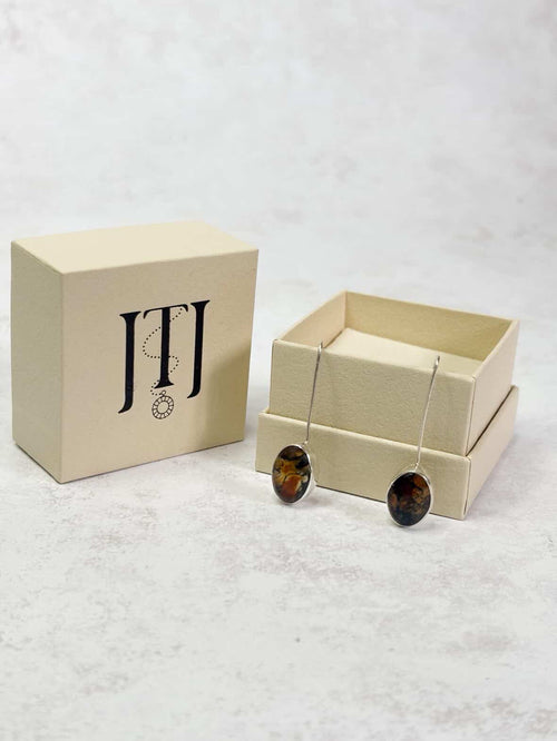 Moss Agate and Carnelian Drop Earrings