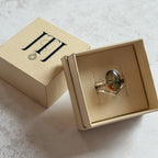 Moss Agate & Carnelian Wishbone Ring