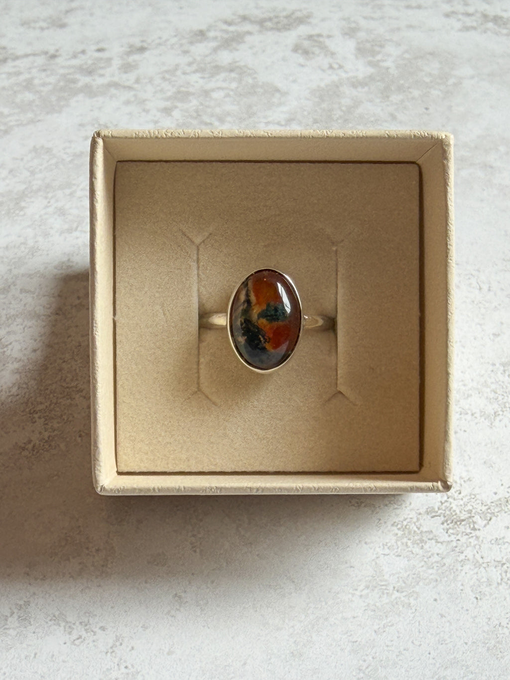 Moss Agate & Carnelian Ring