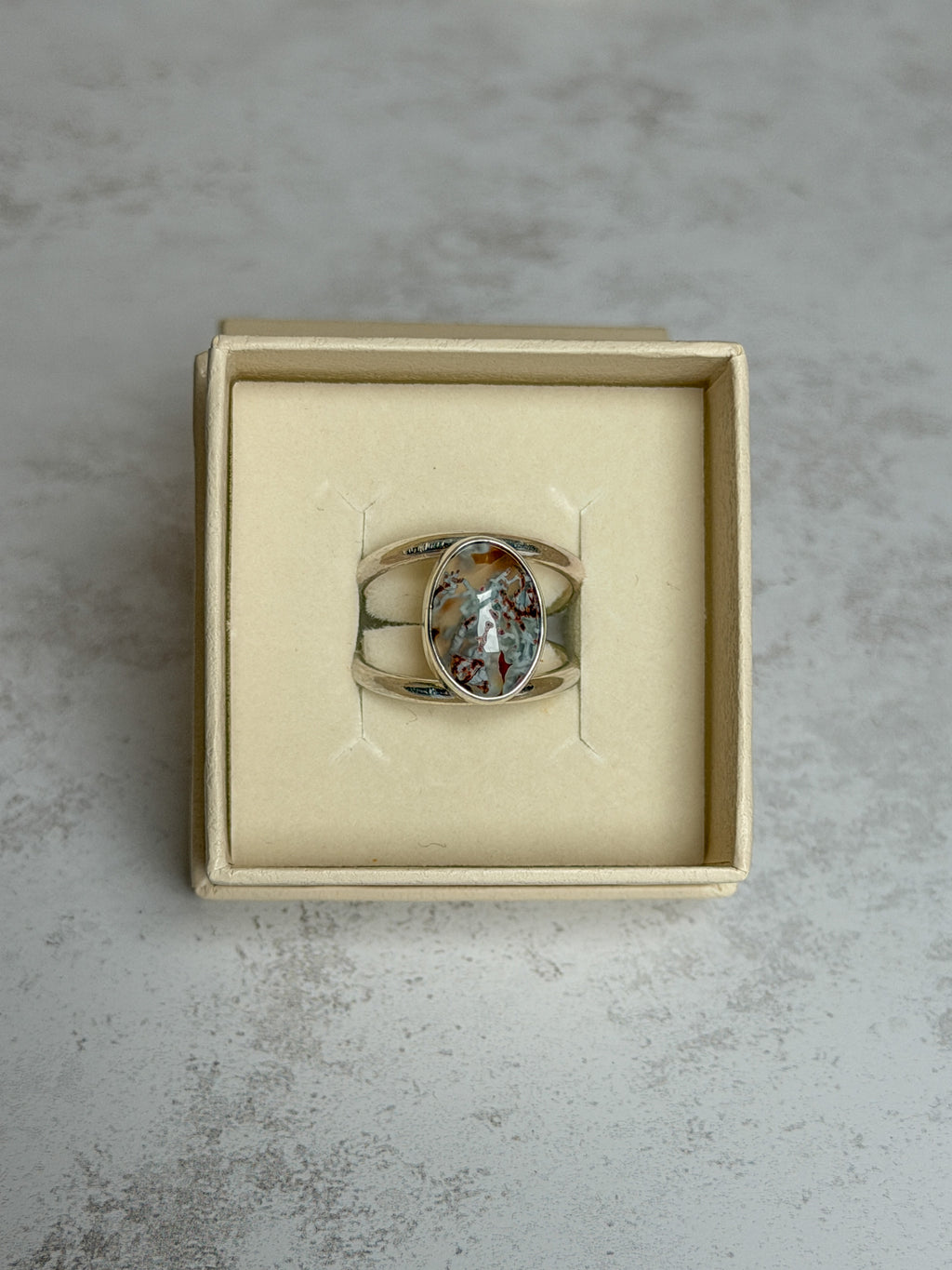 Moss Agate & Carnelian Ring