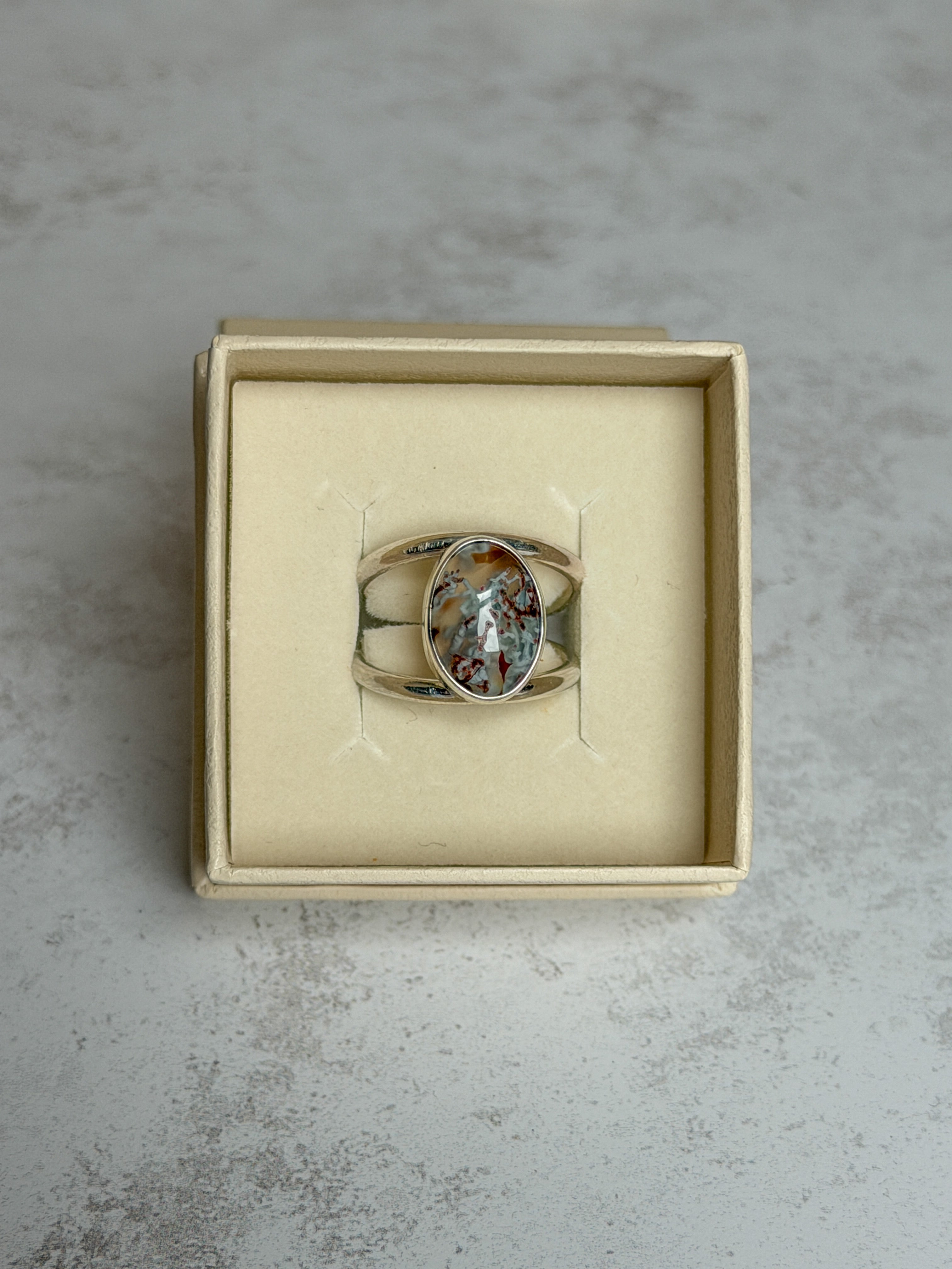 Moss Agate & Carnelian Ring