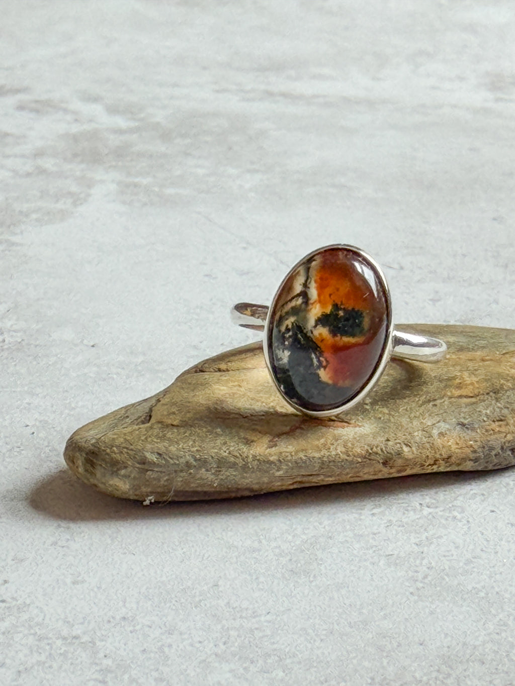 Moss Agate & Carnelian Ring