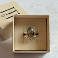 Moss Agate & Carnelian Wishbone Ring