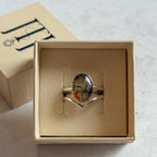 Moss Agate & Carnelian Wishbone Ring