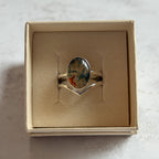 Moss Agate & Carnelian Wishbone Ring