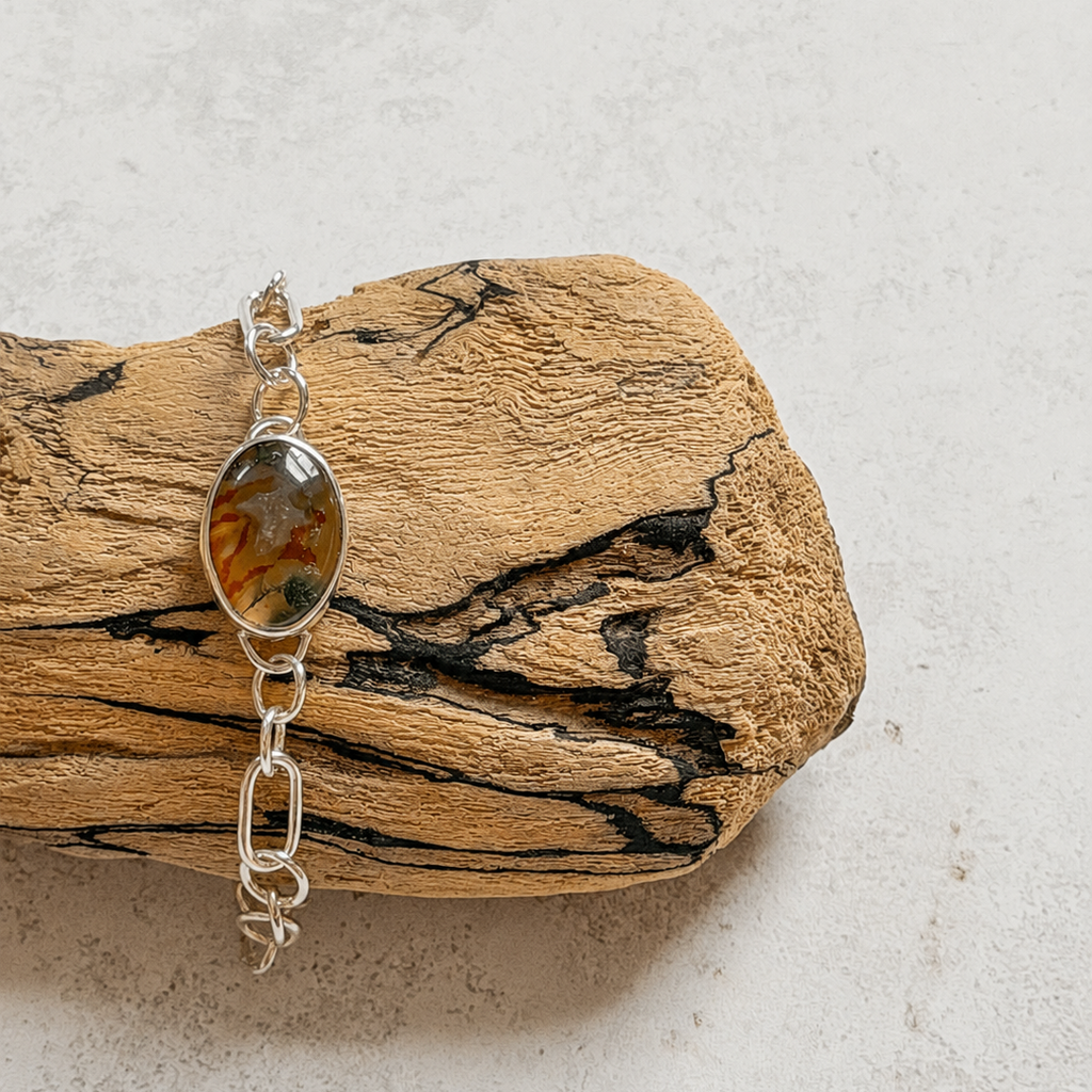 Moss Agate & Carnelian Bracelet