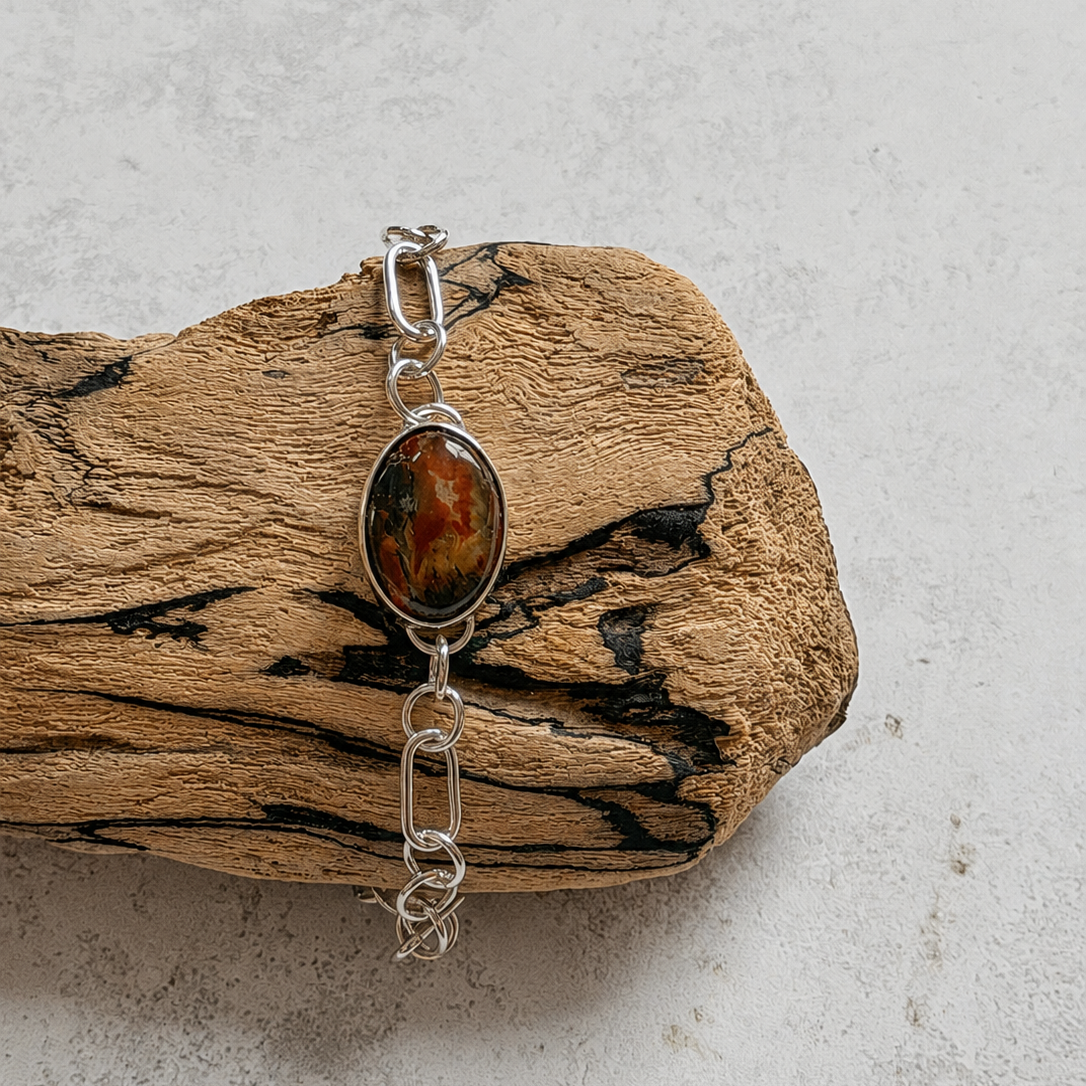 Moss Agate & Carnelian Bracelet
