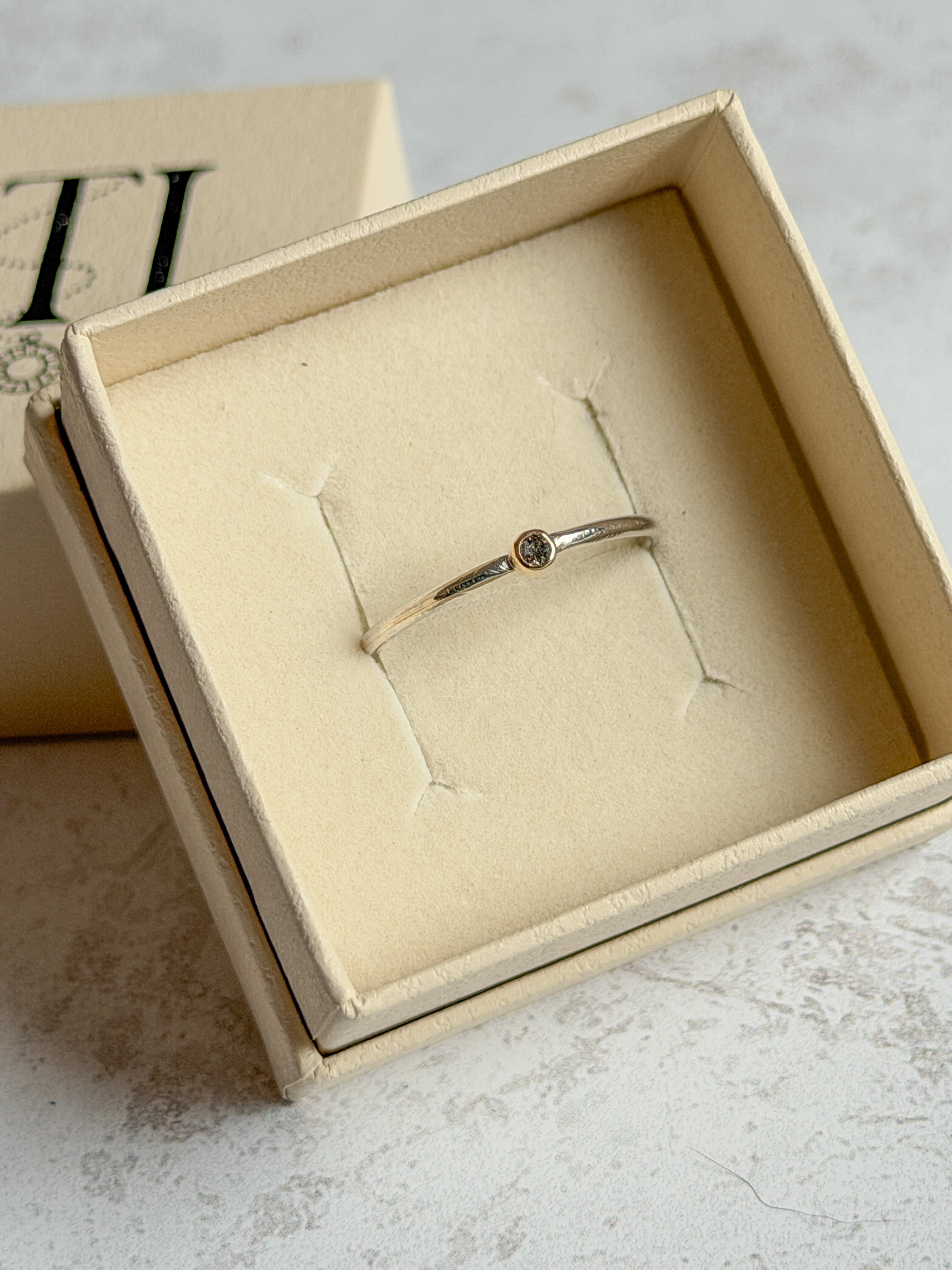 Salt & Pepper Diamond Ring - Made to Order