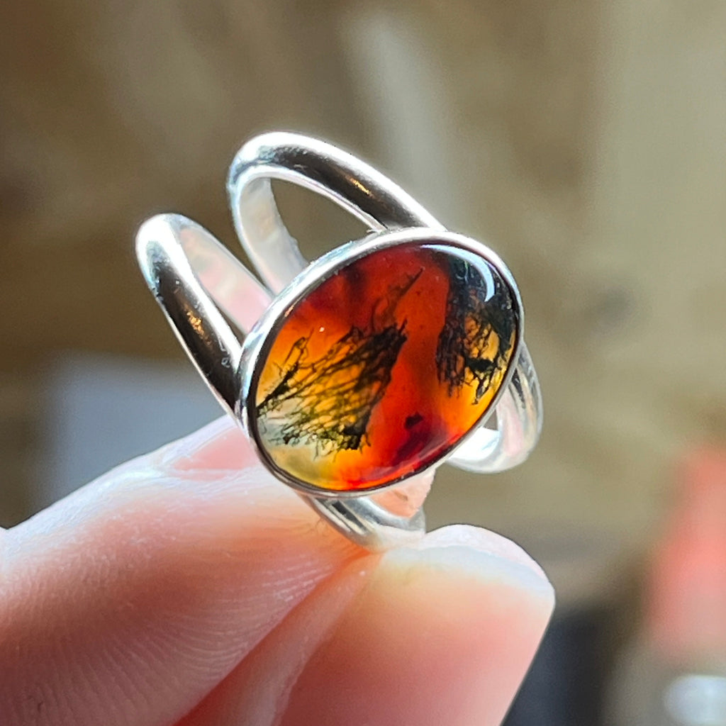 Moss Agate & Carnelian Ring