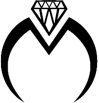 Black silhouette of a ring with a diamond on a transparent background
